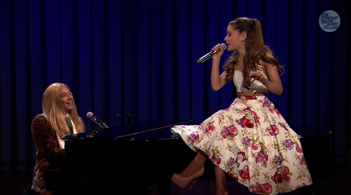 Jimmy Fallon & Ariana Grande Sing Broadway Versions of Rap Songs