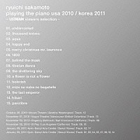 ｒｙｕｉｃｈｉ　ｓａｋａｍｏｔｏ「 ｐｌａｙｉｎｇ　ｔｈｅ　ｐｉａｎｏ　ｕｓａ　２０１０／ｋｏｒｅａ　２０１１　－ＵＳＴＲＥＡＭ　ｖｉｅｗｅｒｓ　ｓｅｌｅｃｔｉｏｎ－」