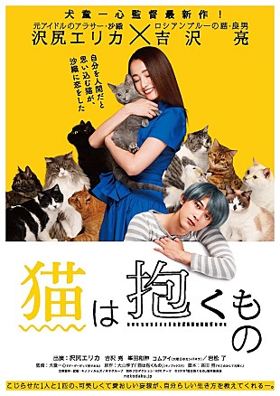 「沢尻エリカ×吉沢亮、映画『猫は抱くもの』猫に囲まれたティザーポスター解禁」