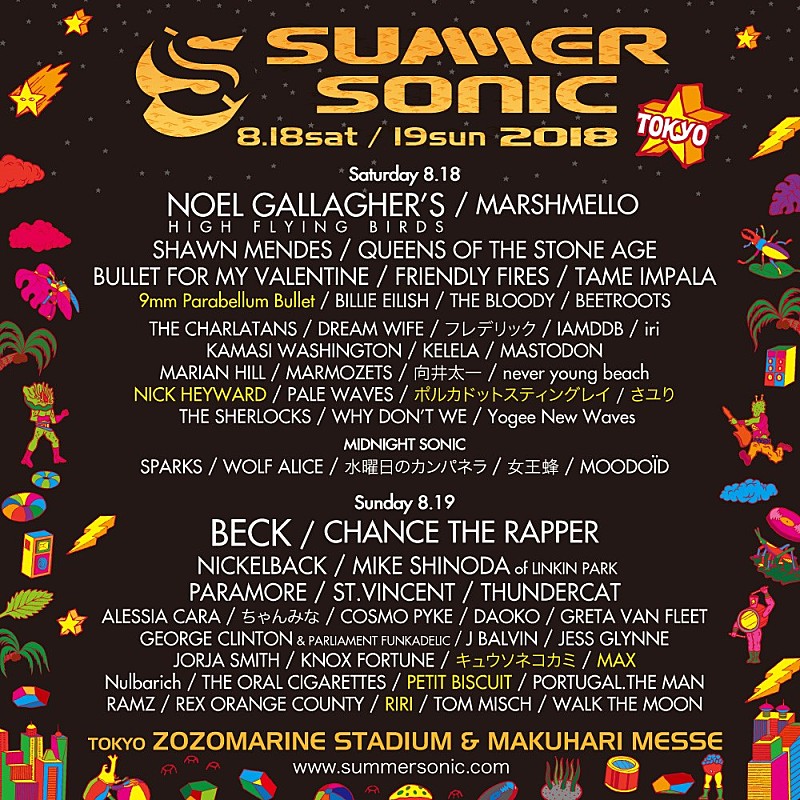 【SUMMER SONIC 2018】＆【SONICMANIA】新たに出演アーティスト発表