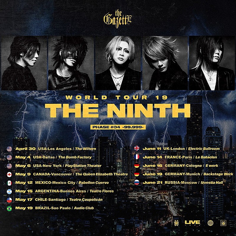 the GazettE、2019年4月ワールドツアー開催決定 