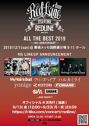 「ライブイベント【REDLINE】出演アーティスト第4弾発表　04 Limited Sazabys、HEY-SMITH、Nothing&#039;s Carved In Stoneが決定」