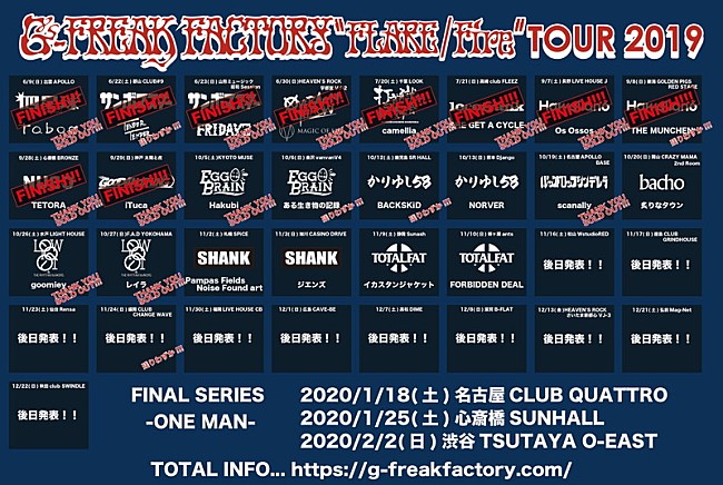 Ｇ－ＦＲＥＡＫ　ＦＡＣＴＯＲＹ「G-FREAK FACTORY、11月前半ツアーゲストにSHANK、TOTALFAT参加」1枚目/1