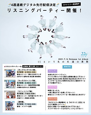「22/7、アルバム4週連続デジタル先行配信決定＆各配信日にリスニングパーティー開催」