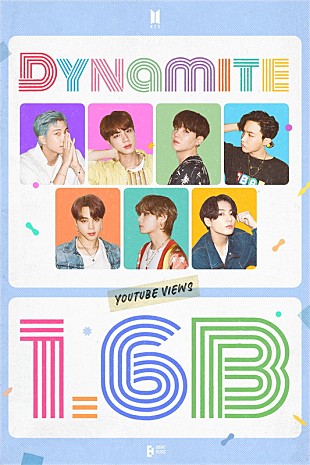 「BTS「Dynamite」MV、16億回再生突破」