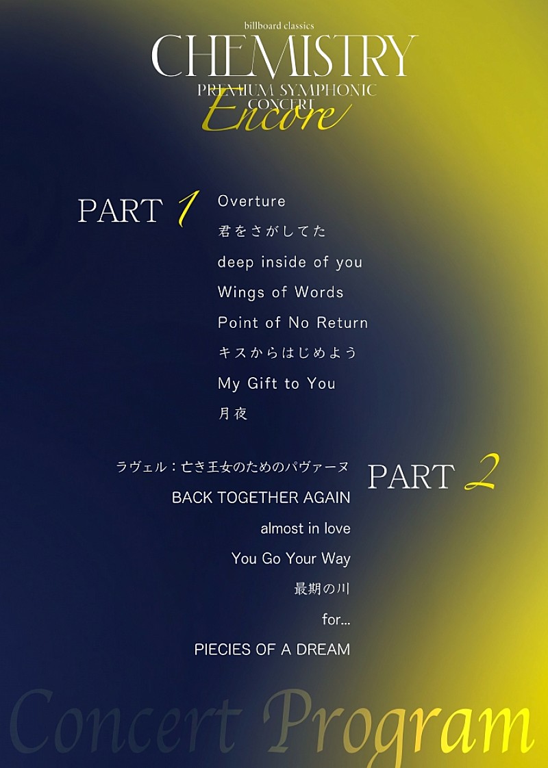 ＣＨＥＭＩＳＴＲＹ「【CHEMISTRY Premium Symphonic Concert 2023- Encore-】演奏プログラム」2枚目/2