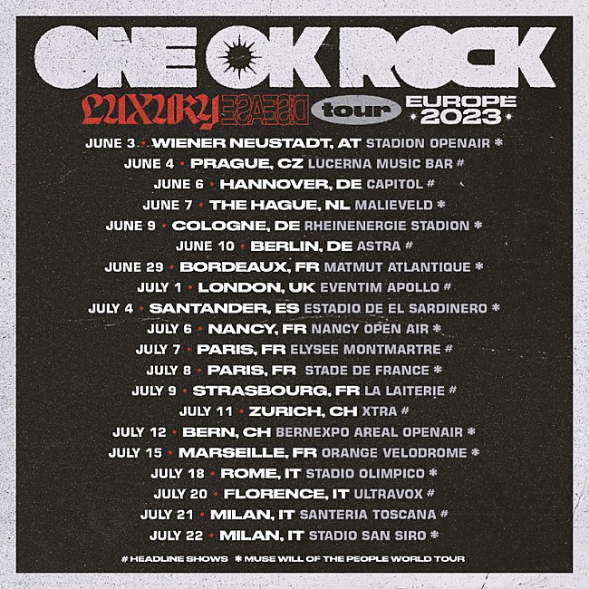 ONE OK ROCK「【ONE OK ROCK LUXURY DISEASE TOUR EUROPE 2023】」2枚目/2