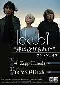 Hakubi「Hakubi、初Zepp Haneda＆なんばHatchワンマンライブ開催決定」1枚目/1