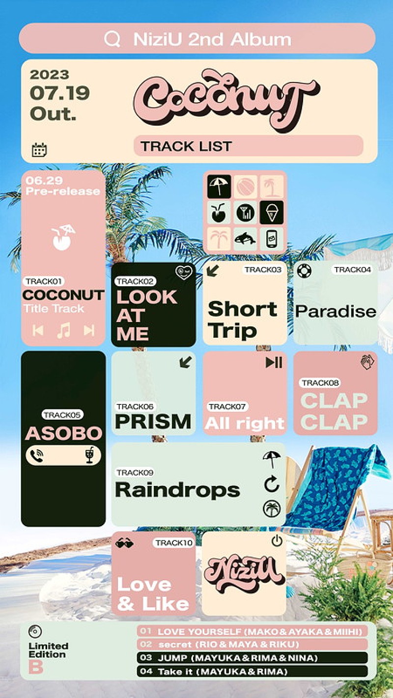 NiziU「	NiziU アルバム『COCONUT』トラックリストビジュアル」2枚目/2