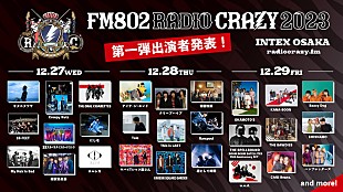 「KANA-BOON／緑黄色社会／アイナ・ジ・エンドら【FM802 RADIO CRAZY】第1弾出演アーティスト発表」
