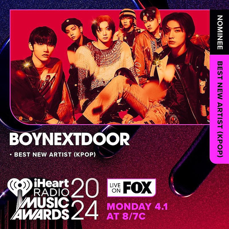 BOYNEXTDOOR「BOYNEXTDOOR、米【2024 iHeartRadio Music Awards】Best New Artist（K-POP）部門ノミネート」1枚目/3