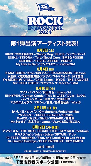 星野源「星野源／サカナクション／LiSAら77組【ROCK IN JAPAN FESTIVAL 2024】第1弾出演アーティスト発表」