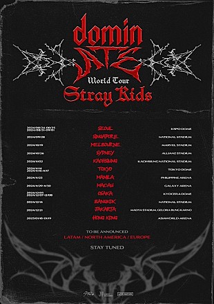 Stray Kids「Stray Kids史上最大規模のワールドツアー【dominATE】開催決定、日本公演は東京ドーム＆京セラドーム大阪で」