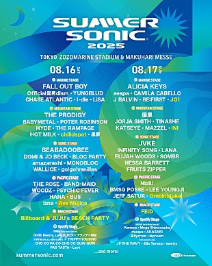 「【SUMMER SONIC 2025】JO1／INI／Ave Mujica／Billboard &amp; JUJU&#039;s BEACH PARTYらの出演が決定 」