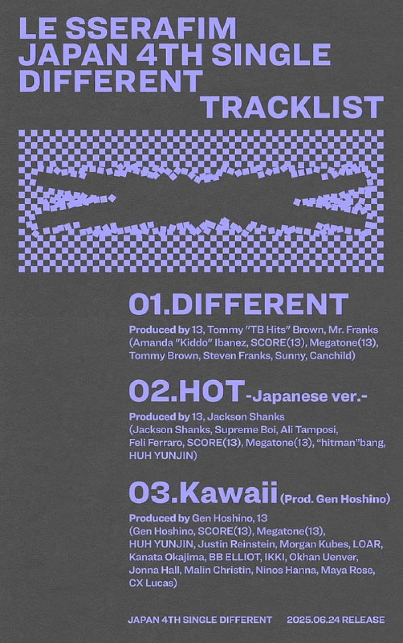「LE SSERAFIM シングル『DIFFERENT』トラックリスト」2枚目/4