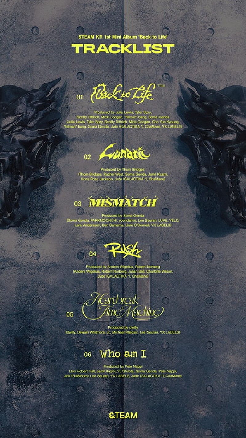 「&amp;TEAM、韓国デビュー作品『Back to Life』トラックリストを公開」1枚目/1